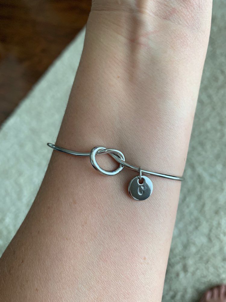 Customer photo review of AC Coin Initial Bangle Bracelet