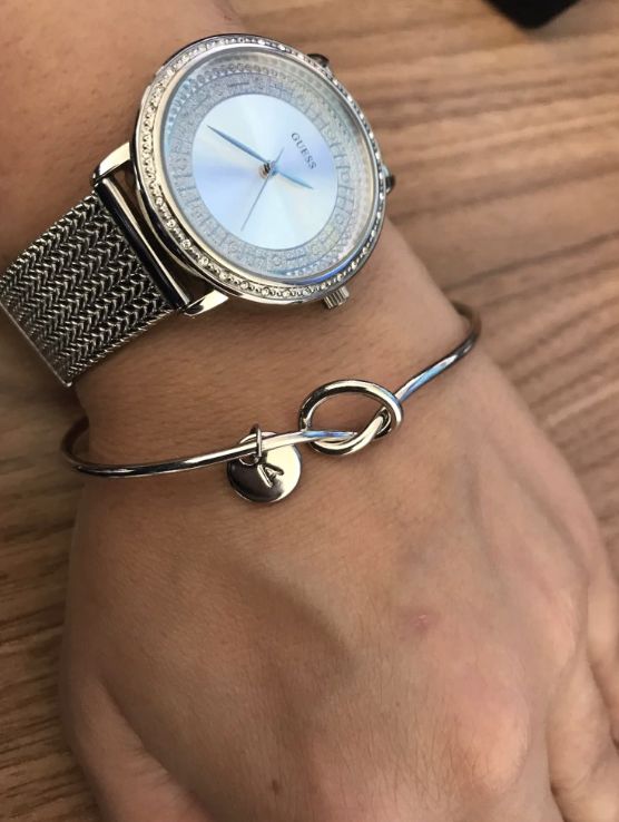 Customer photo review of AC Coin Initial Bangle Bracelet