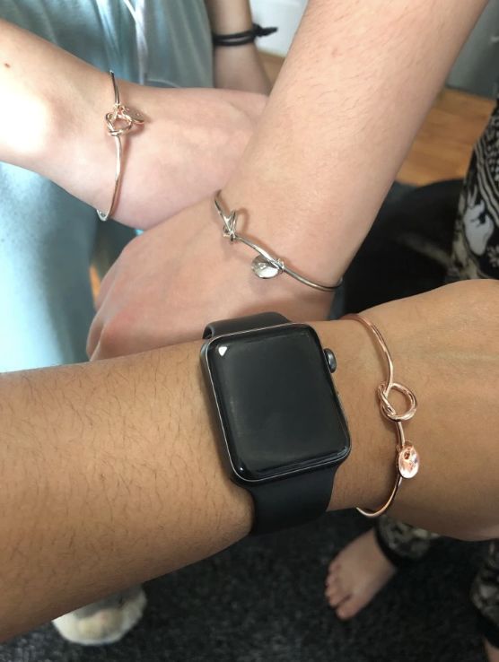 Customer photo review of AC Coin Initial Bangle Bracelet