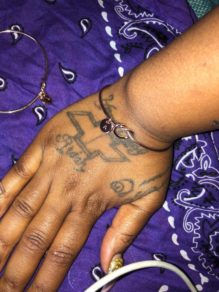 Customer photo review of AC Coin Initial Bangle Bracelet
