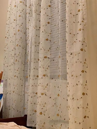 Sheer Curtains Floral Embroidered For Girls Room Rose Buds Retro