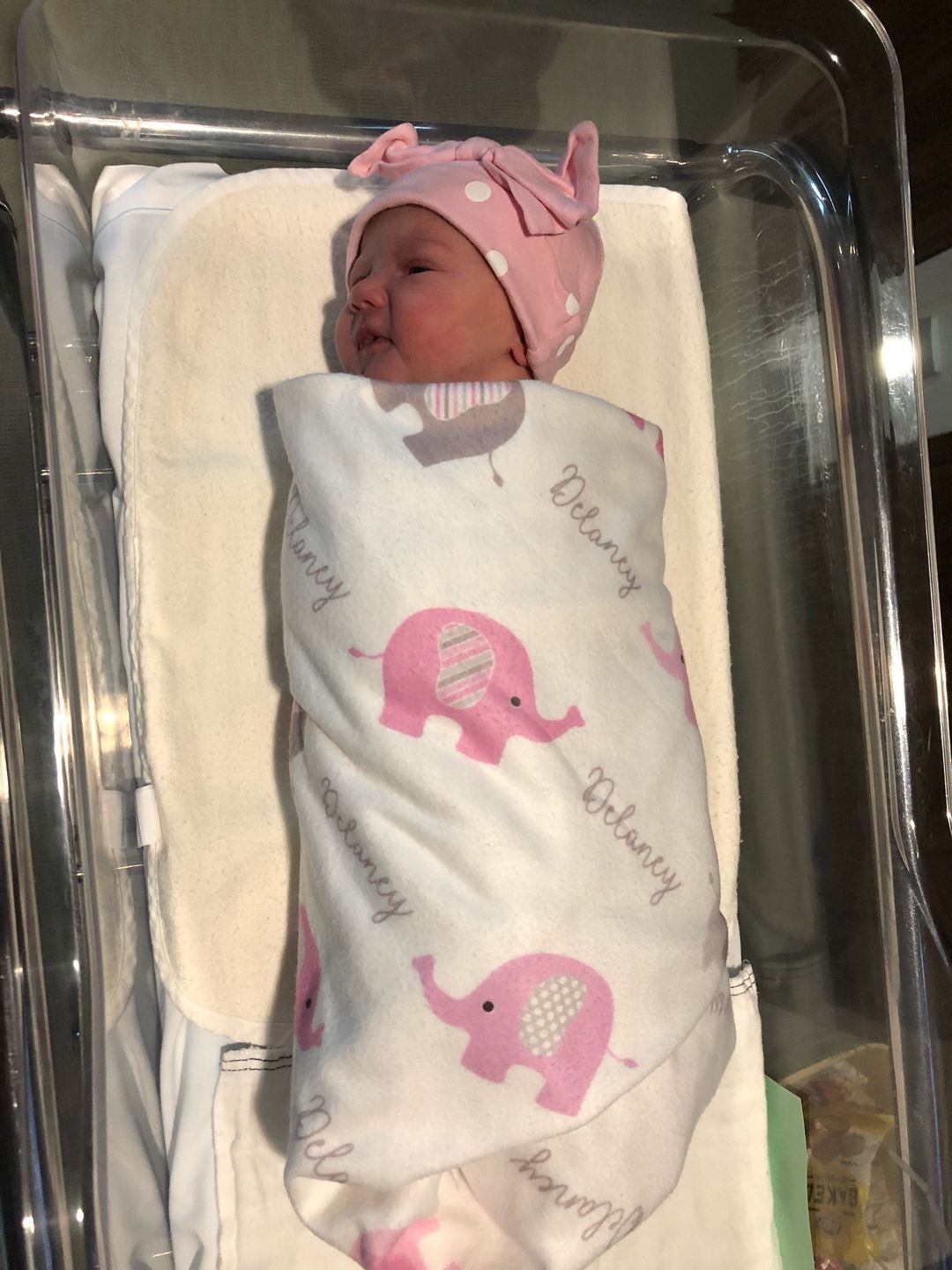 Customer photo review of Personalized Baby Girl Name Blanket, Light coral and pink floral