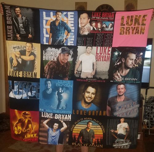 T-shirt quilt with country music, music concerts themes by Sherrie from PA
