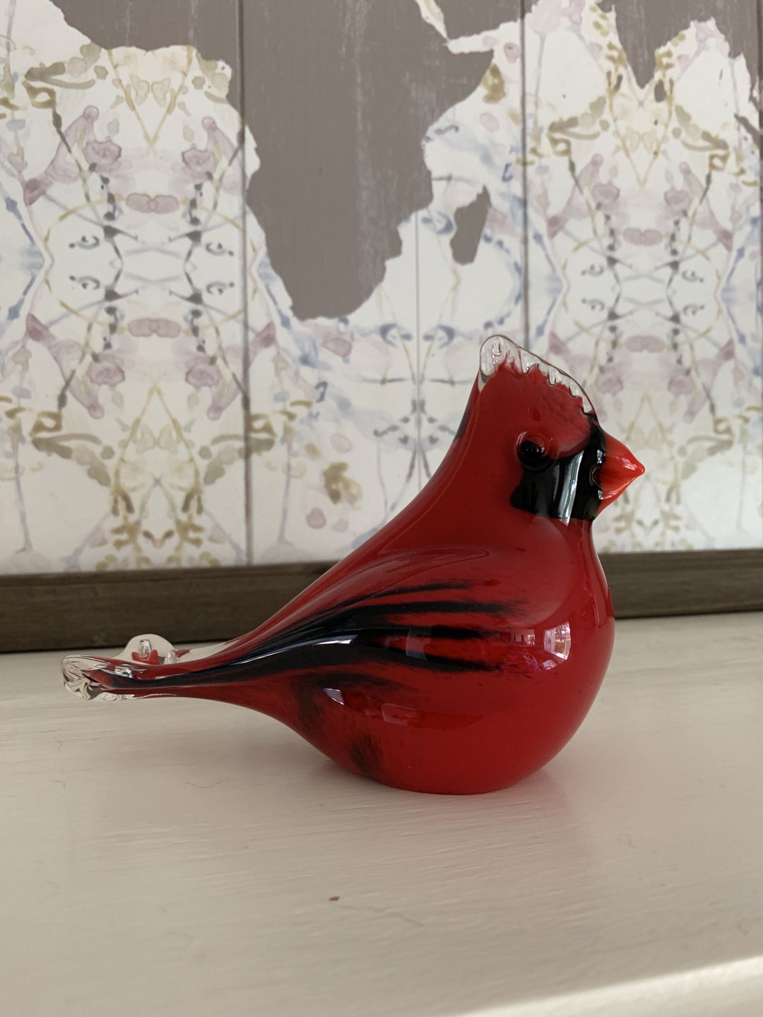 Customer photo review of Glass Cardinal with Infused Cremation Ashes