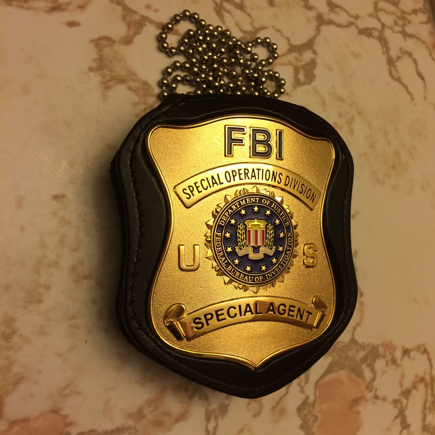 Customer photo review of US FBI Special Operations Division Special Agent Badge Solid Copper Replica Movie Props