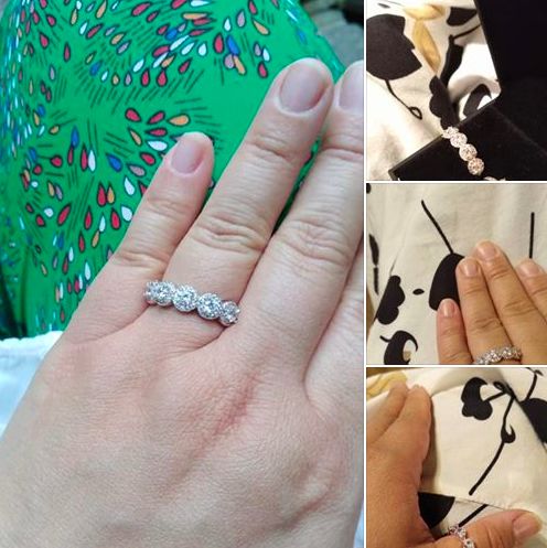 Customer photo review of S925 Round Cut 1.5 Ct Fashion Halo Five Stone Anniversary Ring In Sterling Silver