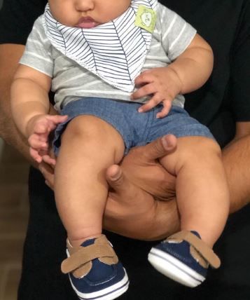 Customer photo review of Organic Baby Bandana Bibs