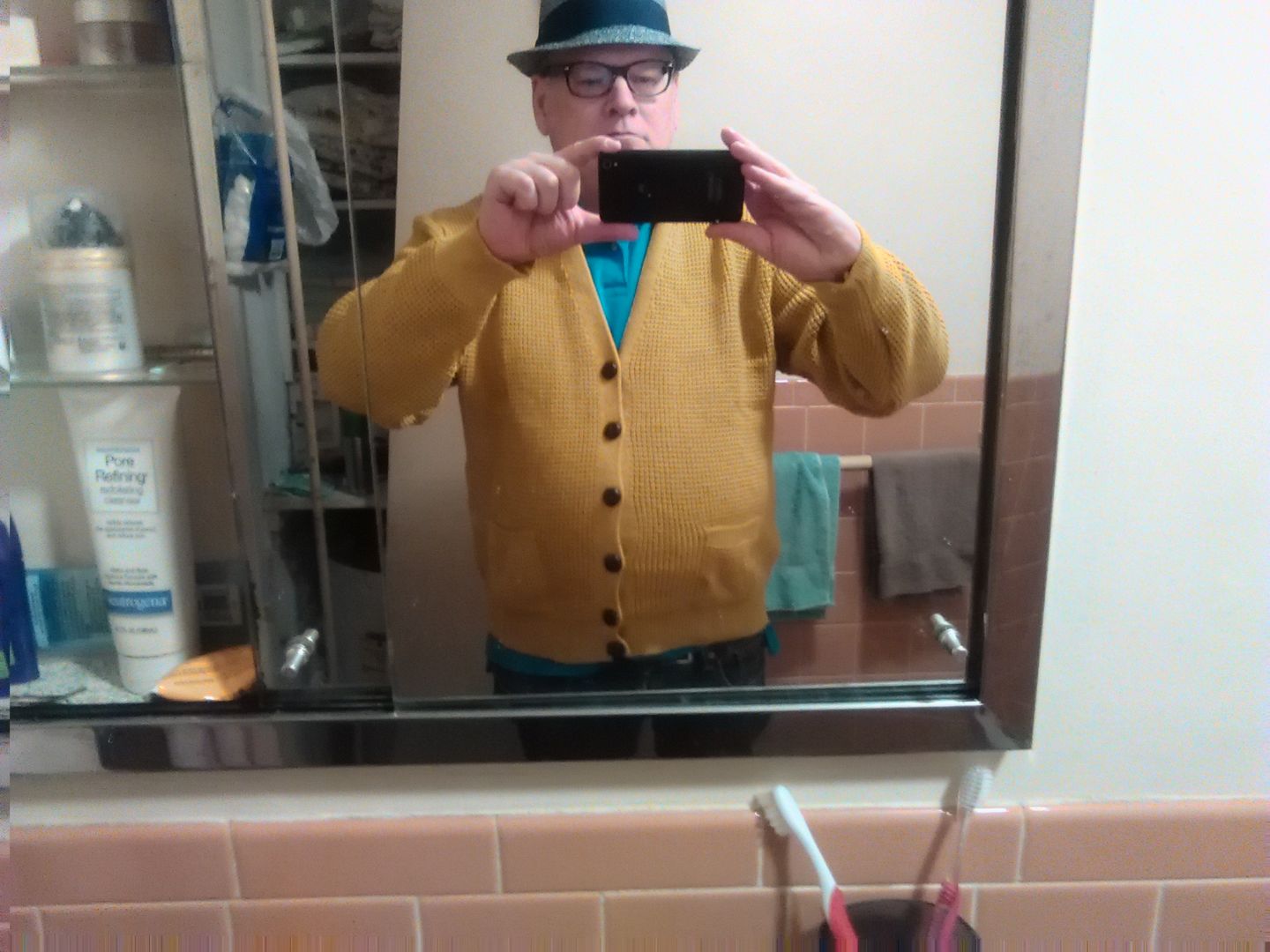 Customer photo review of Waffle Knit Cardigan - Mustard