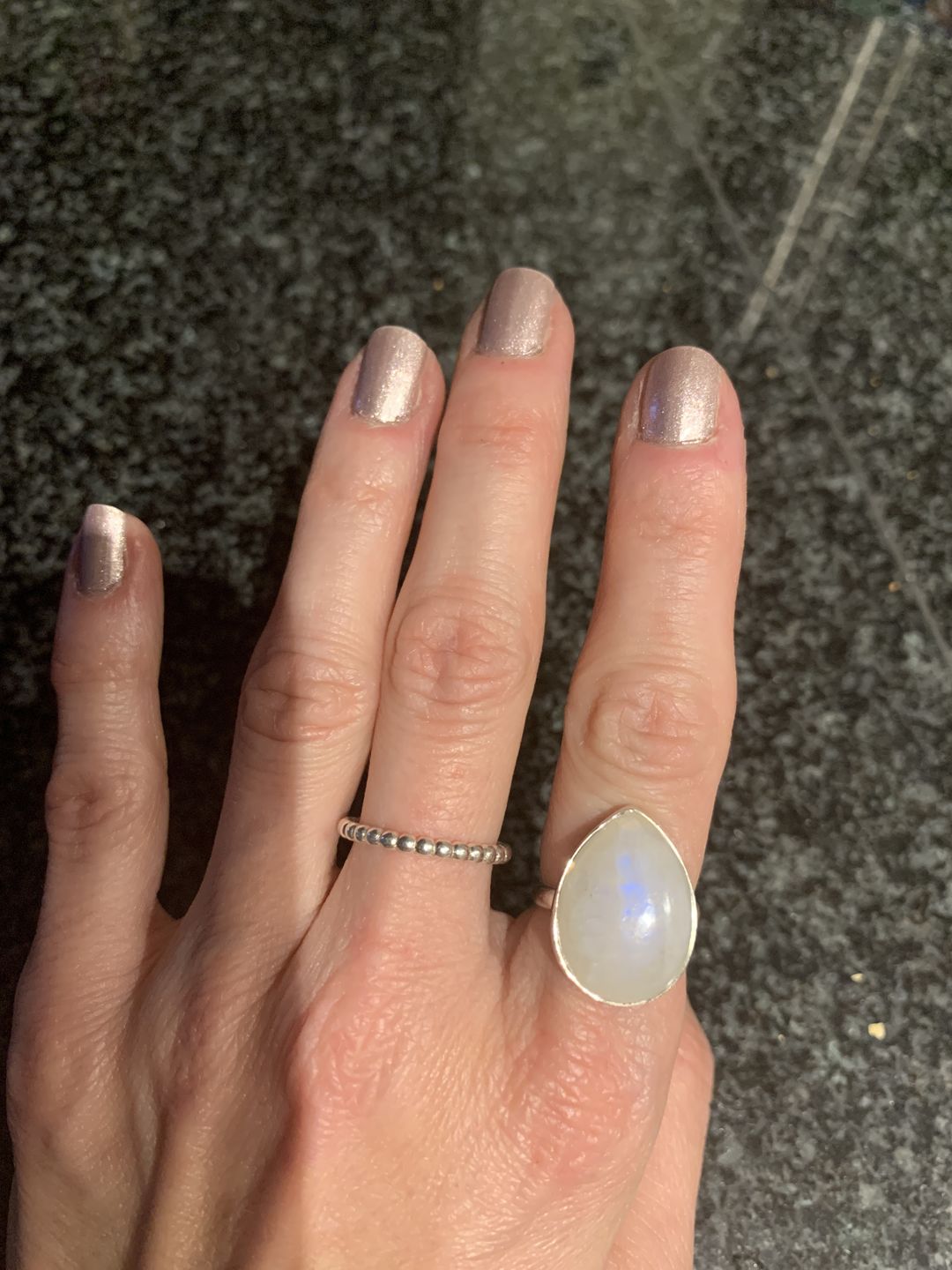 Customer photo review of Rain Drop Moonstone Ring