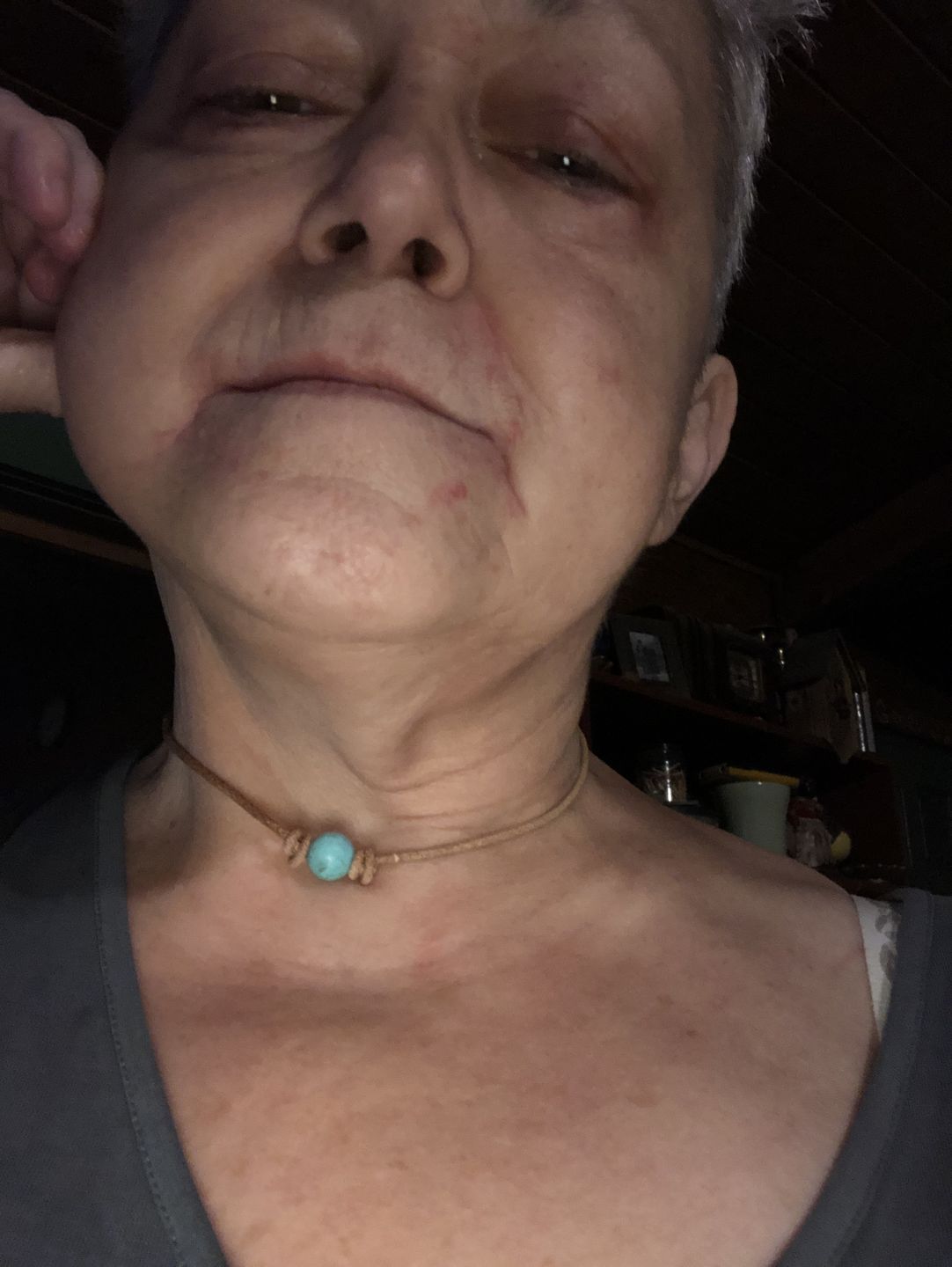 Customer photo review of Handmade Leather & Turquoise Bead Choker Necklace