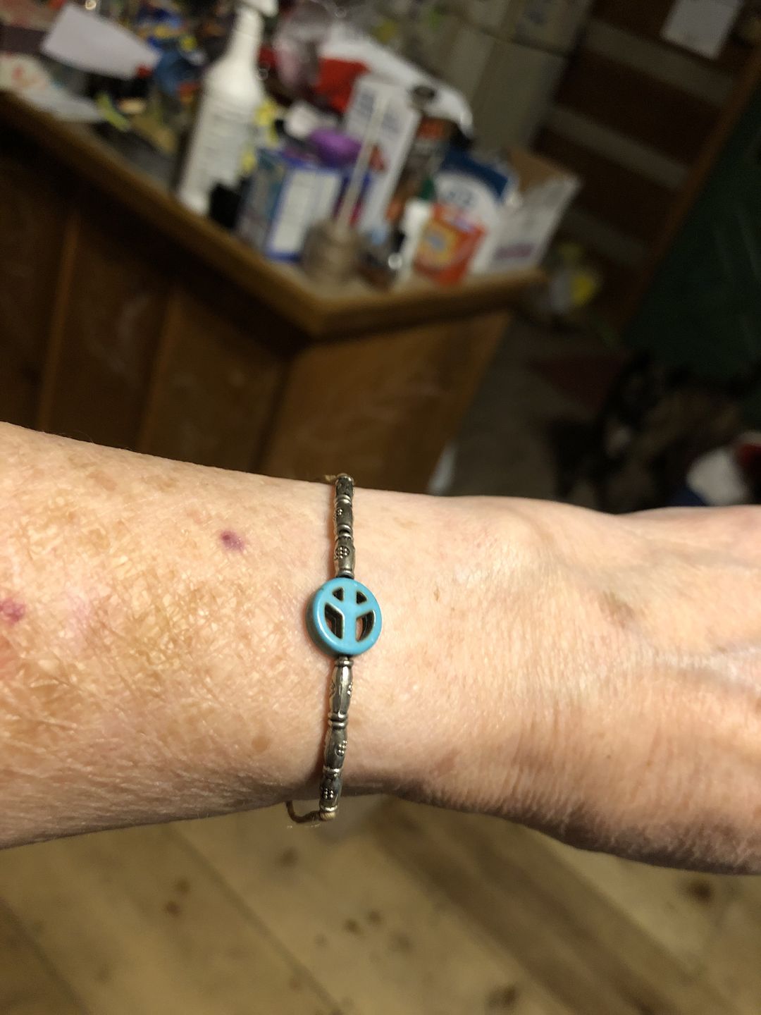 Customer photo review of Handmade Leather & Turquoise Bead Choker Necklace