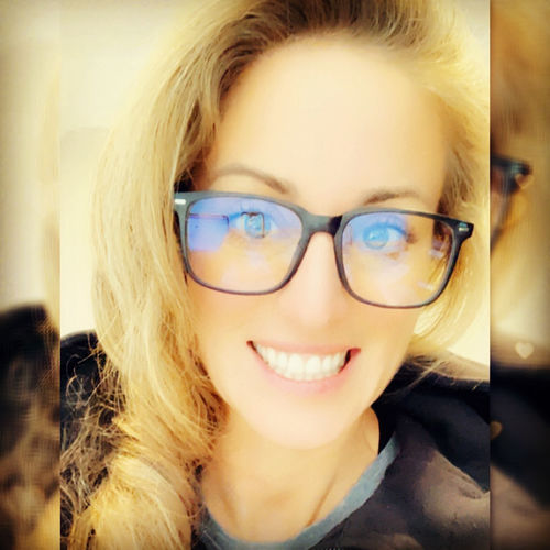 Customer photo review of The Boss Blue Light Blocking Glasses // Clear
