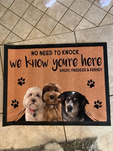 Customer photo review of Custom Dog Doormat