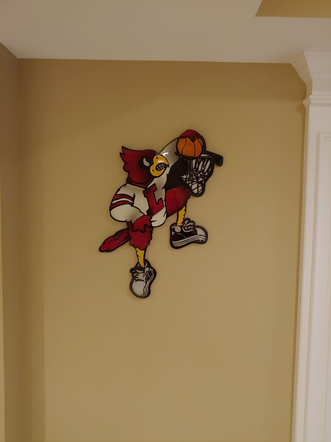 Customer photo review of Louisville Cardinals "Dunking Cardinal Bird" 3D VAULT Metal Artwork 30" x 21"