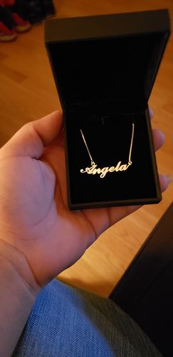 Customer photo review of Custom Women's Script Necklace