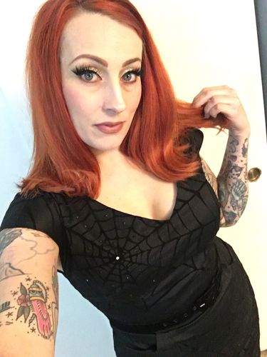Customer photo review of Widow Spiderweb Dress in Black - Vixen by Micheline Pitt