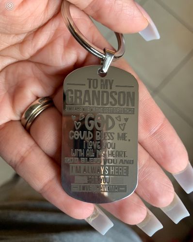 Customer photo review of Grandma to Grandson - You Are Best Gifts From God Keychain