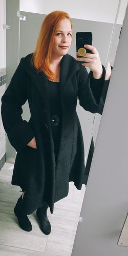 Customer photo review of Miss Kitty Coat in Black - Vixen by Micheline Pitt