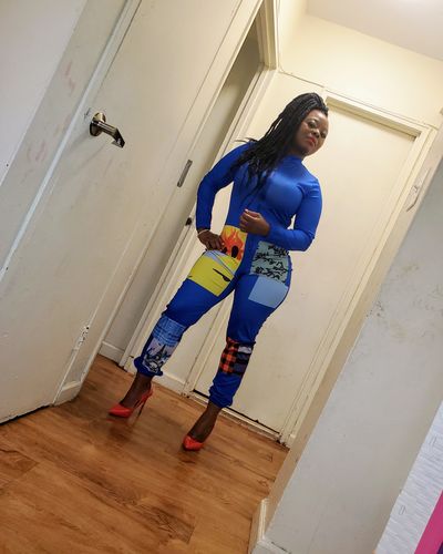 Customer photo review of Casual Zipper Light Print Jumpsuit