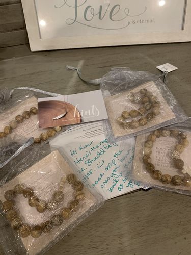 Customer photo review of Natural Stone Bead Cross Bracelet with Pave Ball - Large Size (8-inch)