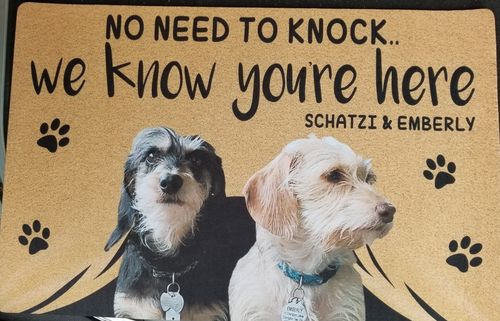 Customer photo review of Custom Dog Doormat