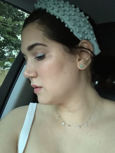 Customer photo review of BLUE LACE AGATE BEADED HEADBAND