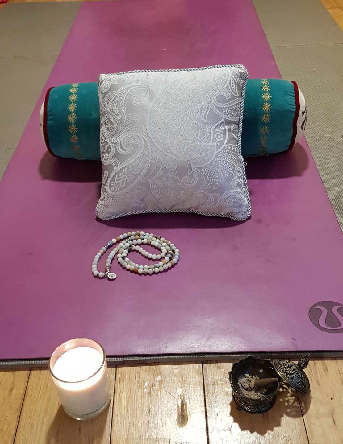Customer photo review of 108 Natural Matte Amazonite Stone Mala Prayer Beads