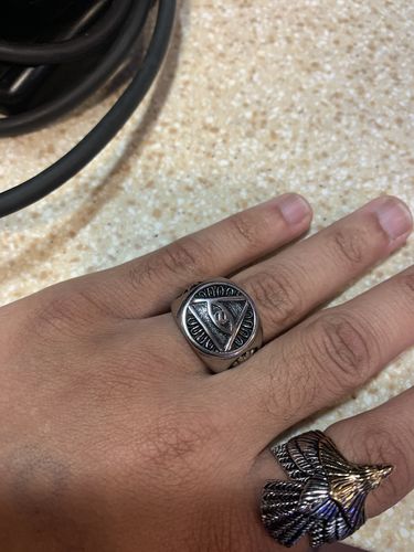 Customer photo review of ALL SEEING EYE TRIANGLE RING
