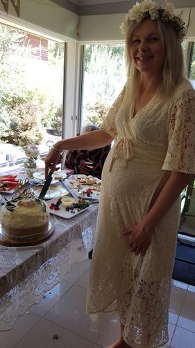 Customer photo review of The One Lace Maternity Dress