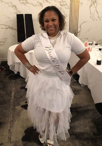 Customer photo review of White Tee Dress with Sheer Skirt Set