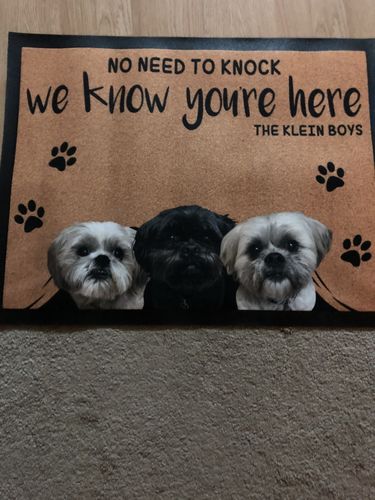 Customer photo review of Custom Dog Doormat