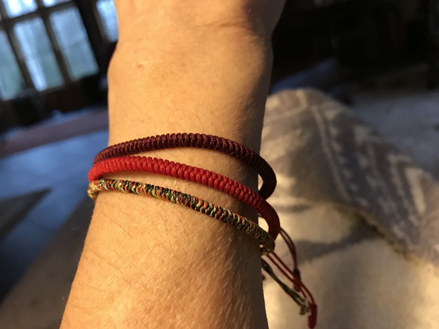 Customer photo review of Tibetan Buddhist Handmade Lucky Knots Bracelet