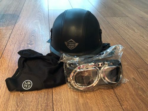 Customer photo review of German Style Open Face Half Leather Helmet