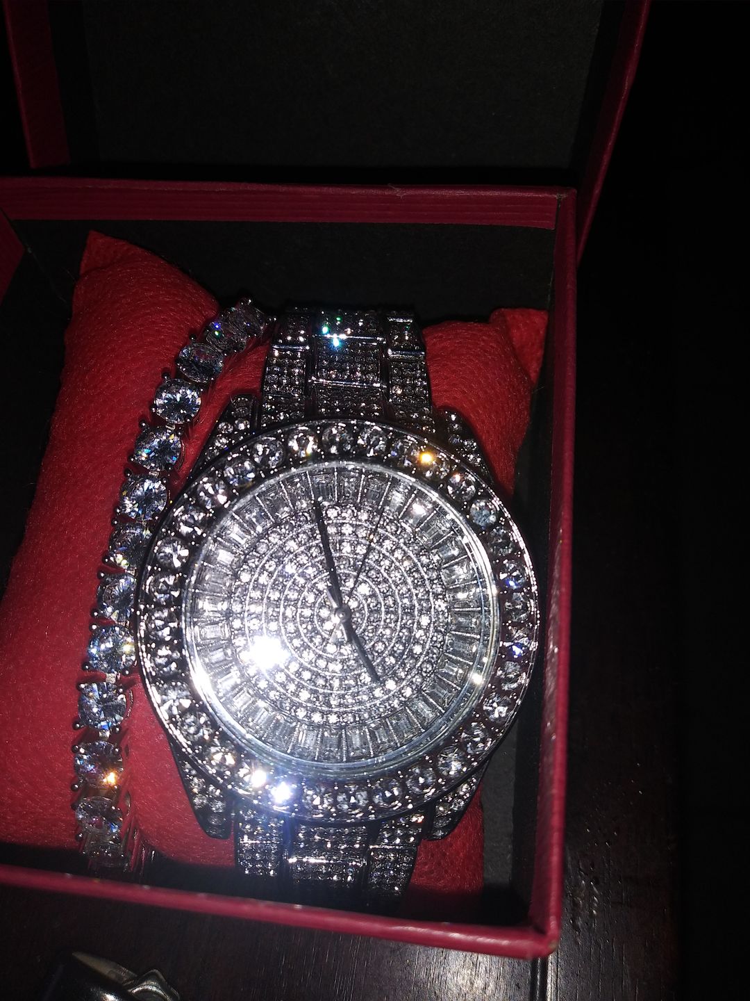 Customer photo review of Rhodium 41MM Big Face Iced Out Watch