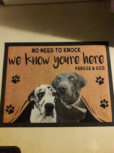 Customer photo review of Custom Dog Doormat