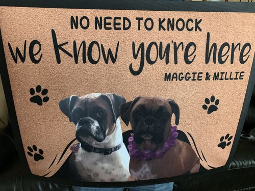 Customer photo review of Custom Dog Doormat