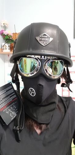 Customer photo review of German Style Open Face Half Leather Helmet