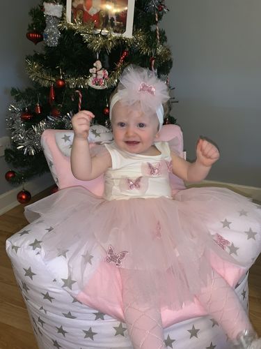 Customer photo review of Personalised Pink And Grey Star Bean Bag Chair