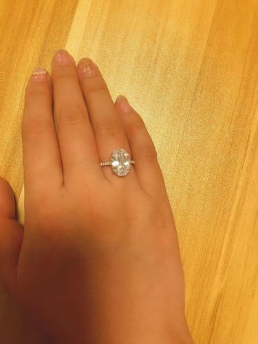Customer photo review of 4.0Ct Oval Cut Engagement Ring Promise Ring For Her In Sterling Silver