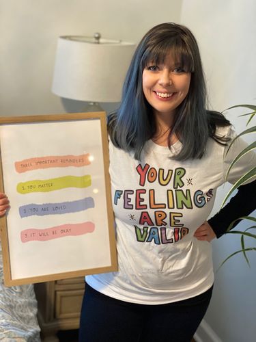 Customer photo review of Your Feelings Are Valid -- T-Shirt