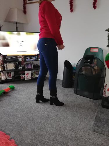 Customer photo review of 2020 Mid Waist Denim Jeans - 4 Colors- Lifts & Supports For A Flattering Fit
