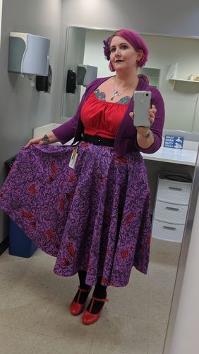 Customer photo review of Vixen Circle Skirt in Sea Siren Print - Vixen by Micheline Pitt