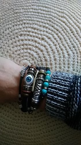 Customer photo review of Multilayer Spiritual Leather Bracelet- Adjustable and Unisex