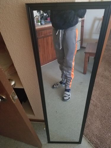 Customer photo review of Solid One Stripe Track Pants Grey - Orange (100-402)