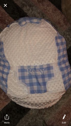 Customer photo review of Personalised Blue Gingham Baby Bean Bag