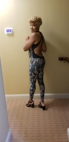 Customer photo review of Brazilian Workout Jumpsuit  -  Scrunch Booty Camouflage Print