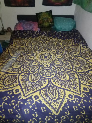 Customer photo review of Green Blue Mandala Pattern Bedding Set
