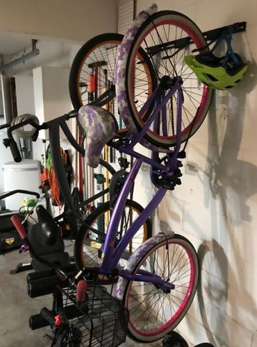 Customer photo review of Koova Wall Mount Bike Storage Rack Garage Hanger for 6 Bicycles + Helmets