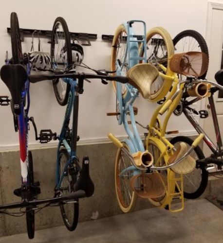 Customer photo review of Koova Wall Mount Bike Storage Rack Garage Hanger for 6 Bicycles + Helmets