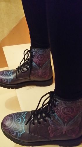 Customer photo review of HandCrafted Purple Butterfly Mandala Boots.